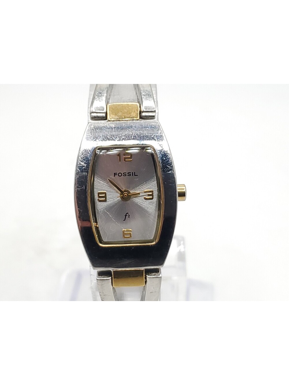 Fossil F2 Watch Womens New Battery Silver Tone Dial Two-Tone 17mm